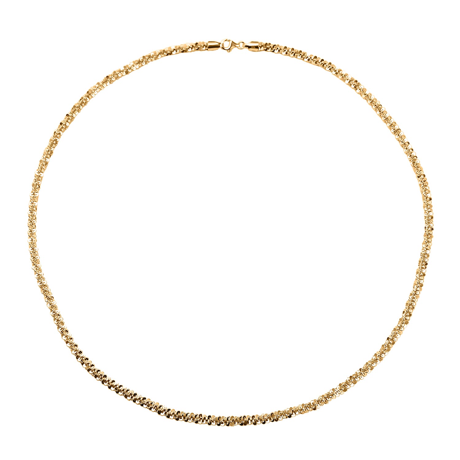 Italian Made -  Yellow Gold Overlay Sterling Silver Twisted Diamond Cut Margarita Necklace (Size - 30), Silver Wt. 50.60 Gms