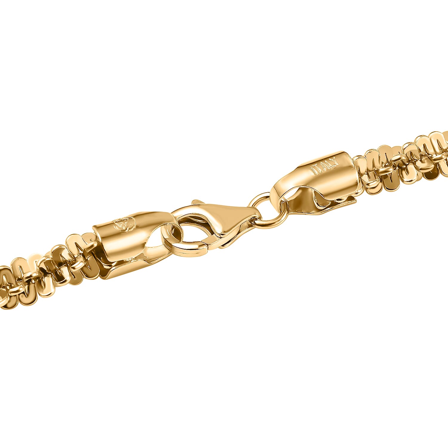 Italian Made -  Yellow Gold Overlay Sterling Silver Twisted Diamond Cut Margarita Necklace (Size - 30), Silver Wt. 50.60 Gms