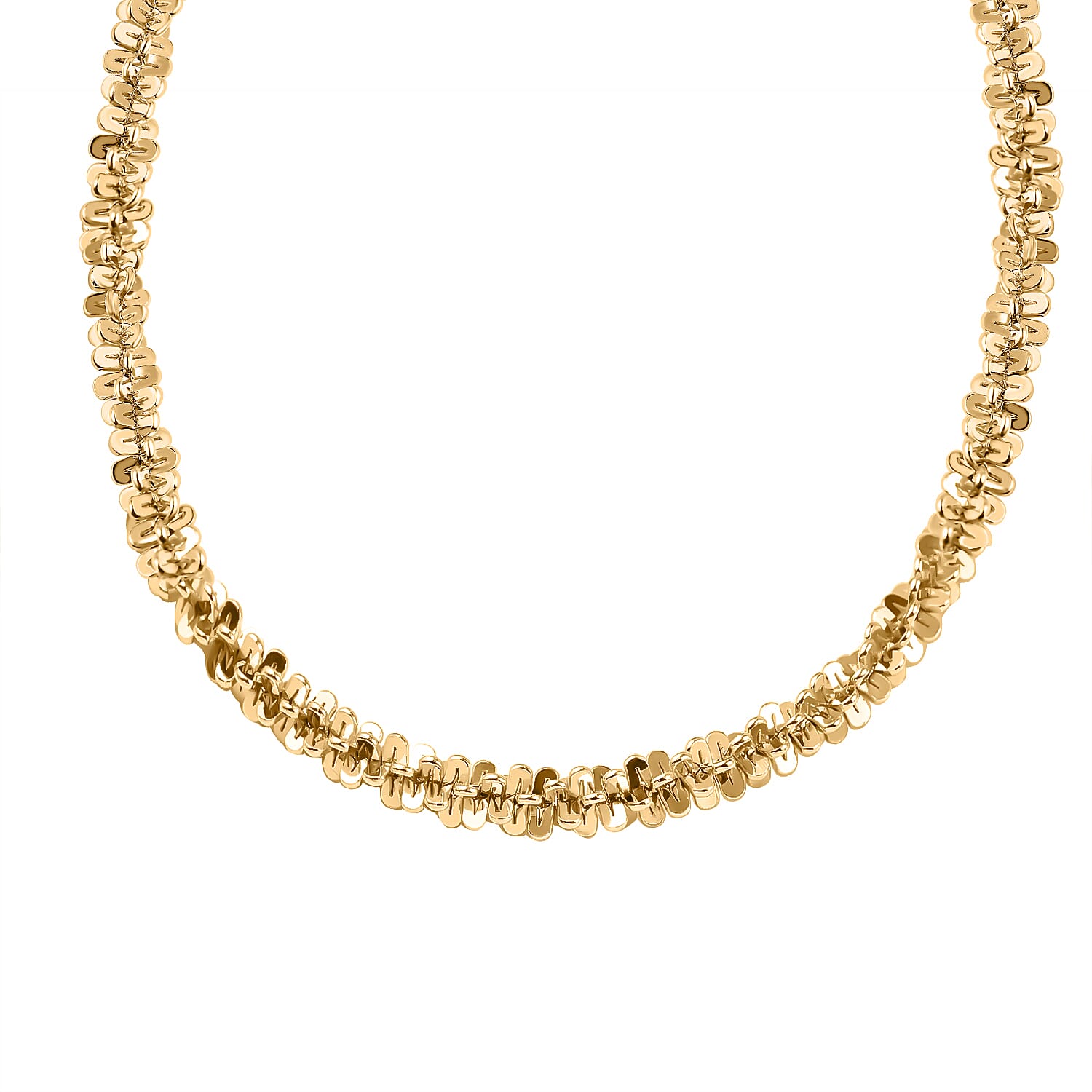 Italian Made -  Yellow Gold Overlay Sterling Silver Twisted Diamond Cut Margarita Necklace (Size - 30), Silver Wt. 50.60 Gms
