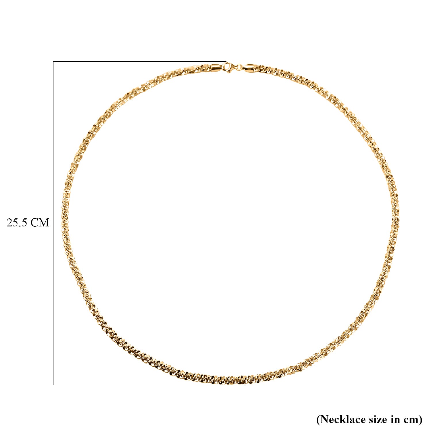 Italian Made -  Yellow Gold Overlay Sterling Silver Twisted Diamond Cut Margarita Necklace (Size - 30), Silver Wt. 50.60 Gms