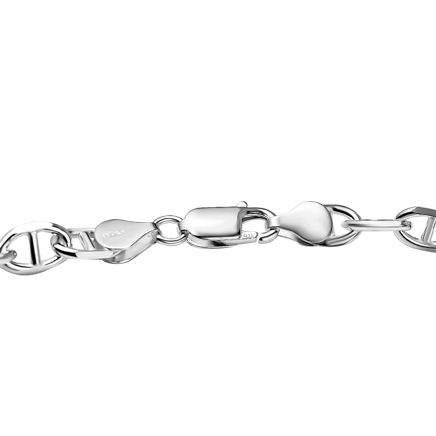 Italian Made - Platinum Overlay Sterling Silver Solid Mariner Link Necklace (Size-20), Silver Wt 25.50 Gms