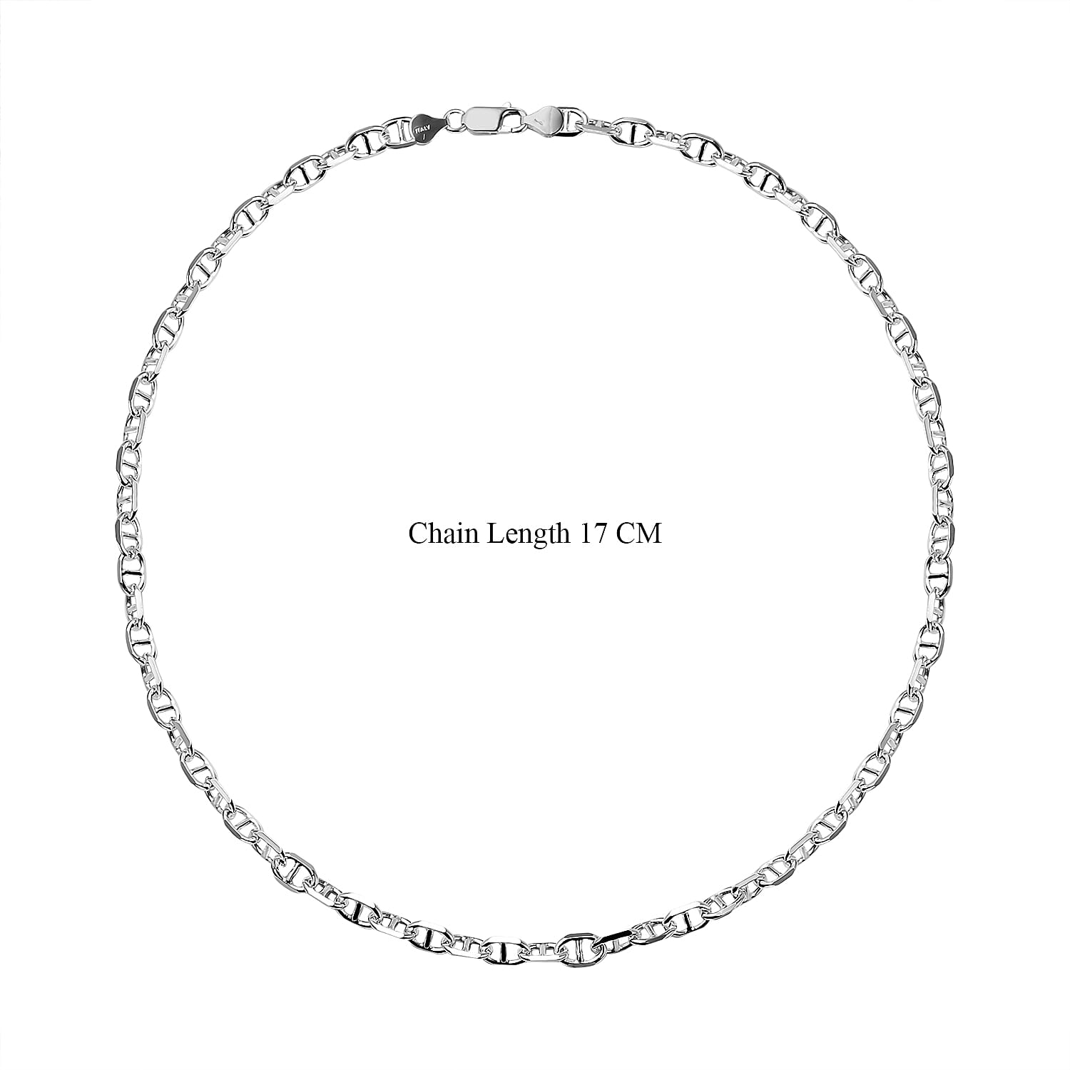 Italian Made - Platinum Overlay Sterling Silver Solid Mariner Link Necklace (Size-20), Silver Wt 25.50 Gms