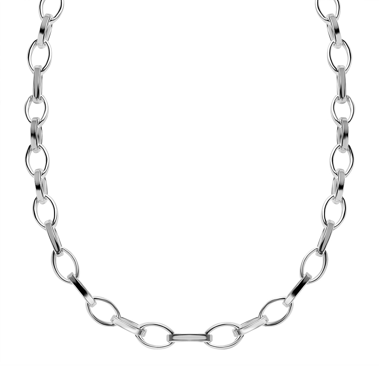 Italian Made - Sterling Silver Cable Necklace (Size - 22), Silver