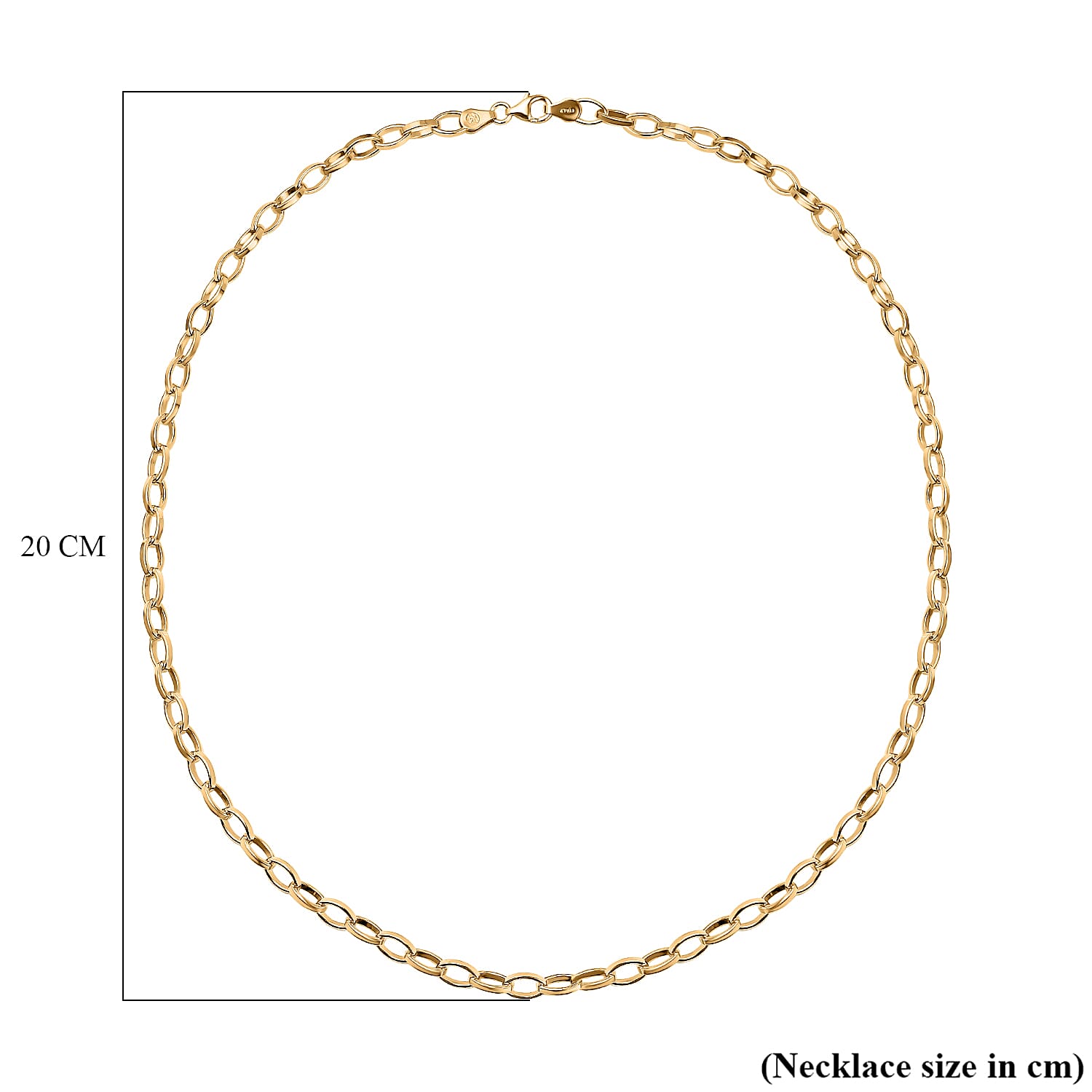 Yellow Gold Sterling Silver Cable Necklace (Size - 22), Silver Wt. 22.75 Gms