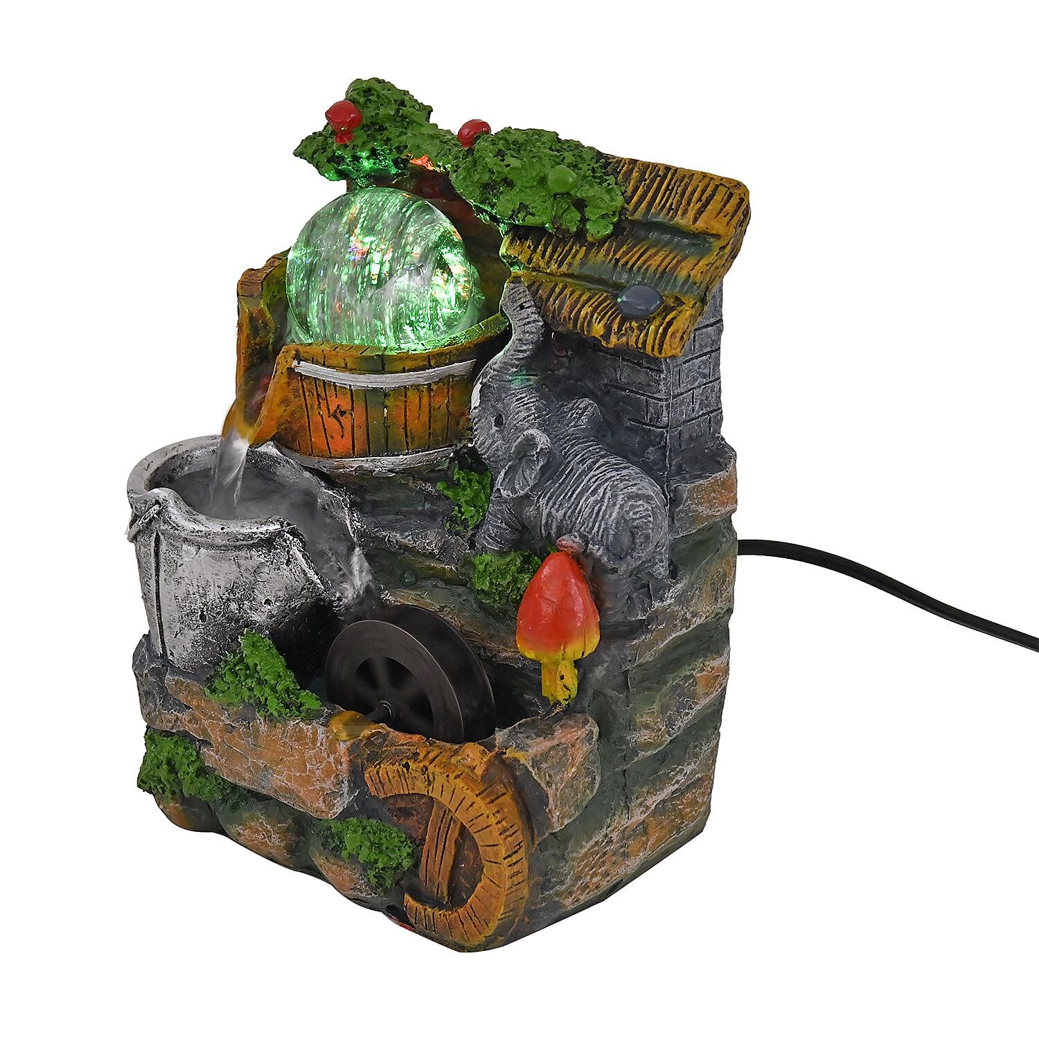 Elephant Waterwheel Pattern Fountain (Size 20x15x13 cm) - Multi