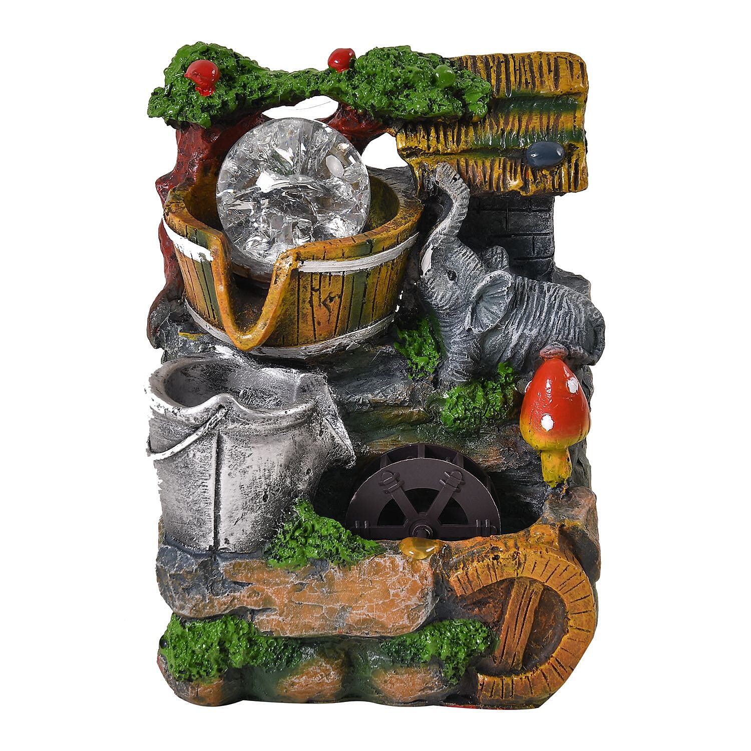 Elephant Waterwheel Pattern Fountain (Size 20x15x13 cm) - Multi
