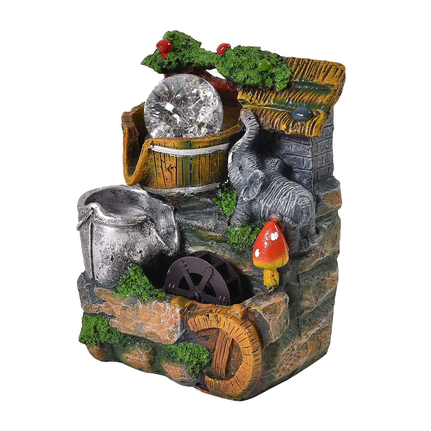 Elephant Waterwheel Pattern Fountain (Size 20x15x13 cm) - Multi