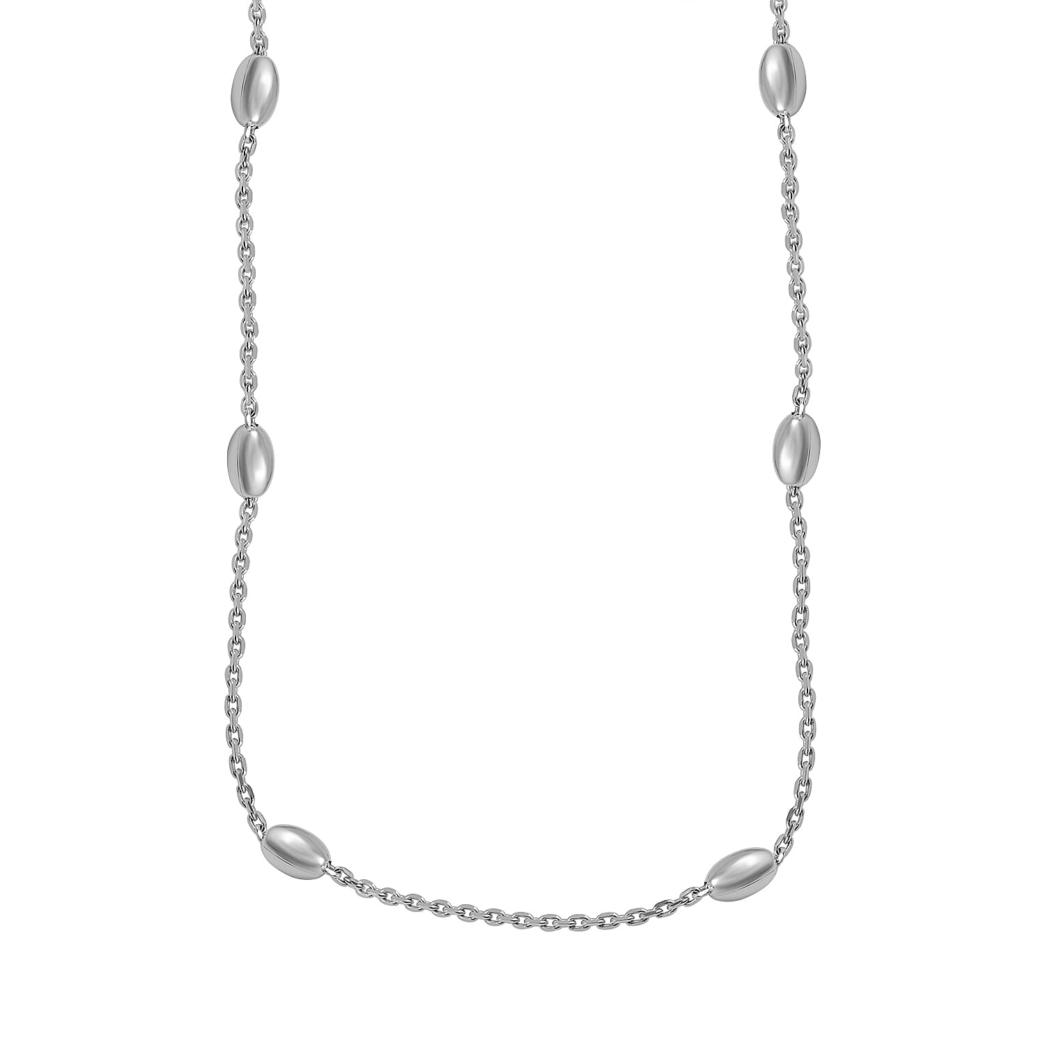 Vicenza Closeout - Sterling Silver Station Oval Necklace (Size - 18)