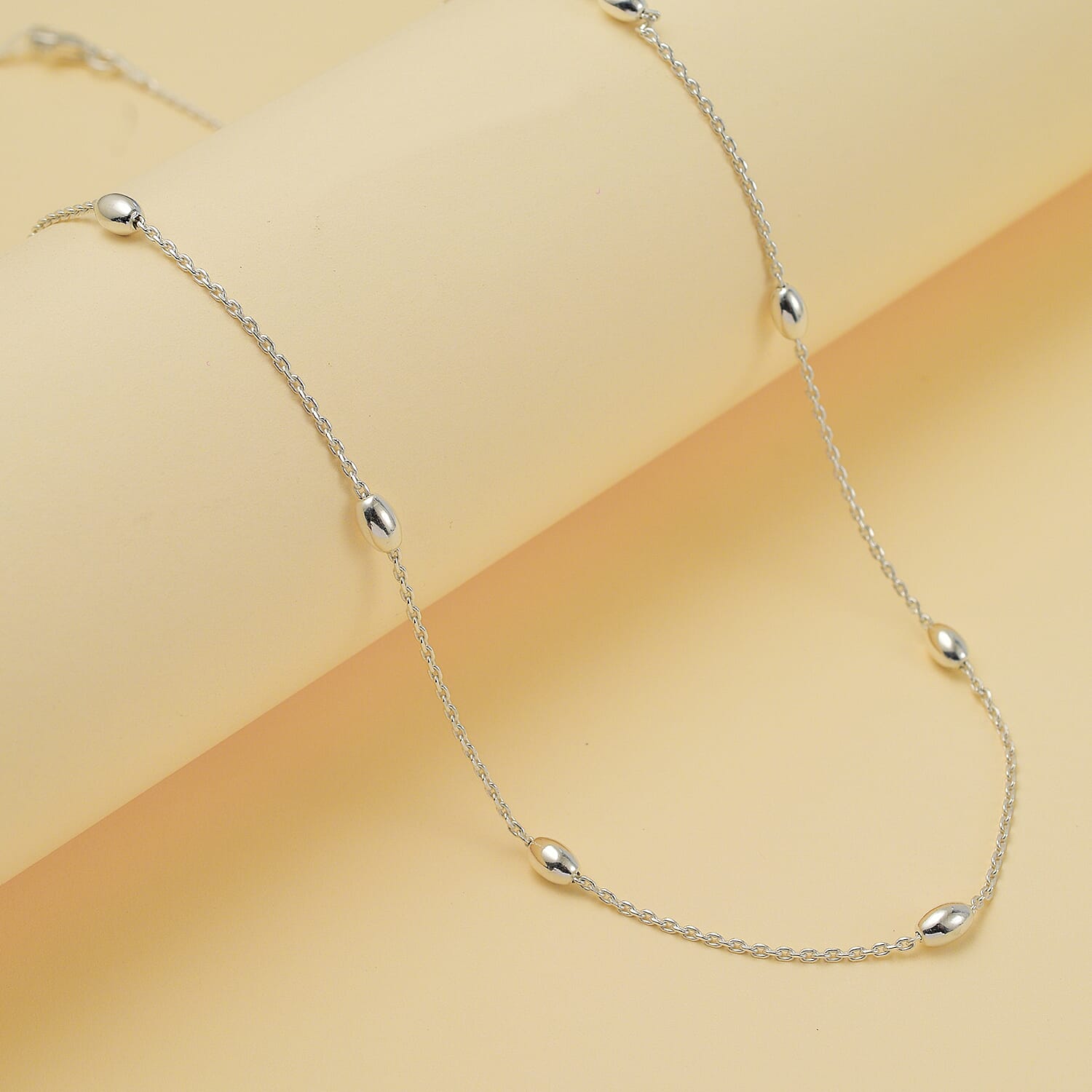 Vicenza Closeout - Sterling Silver Station Oval Necklace (Size - 18)