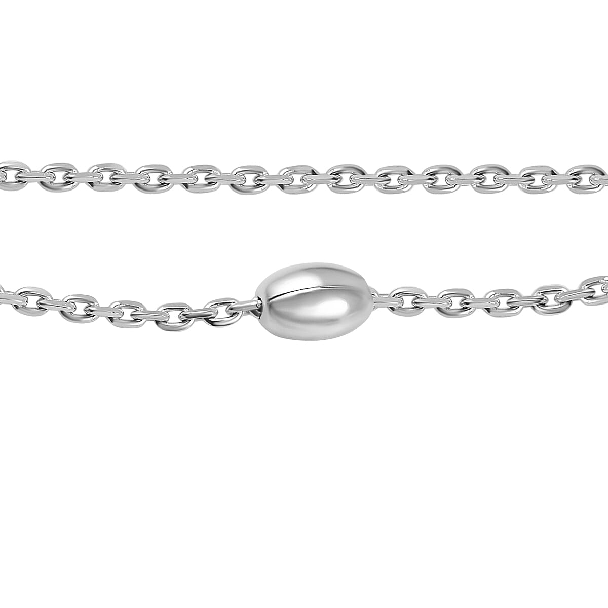 Vicenza Closeout - Sterling Silver Station Oval Necklace (Size - 18)