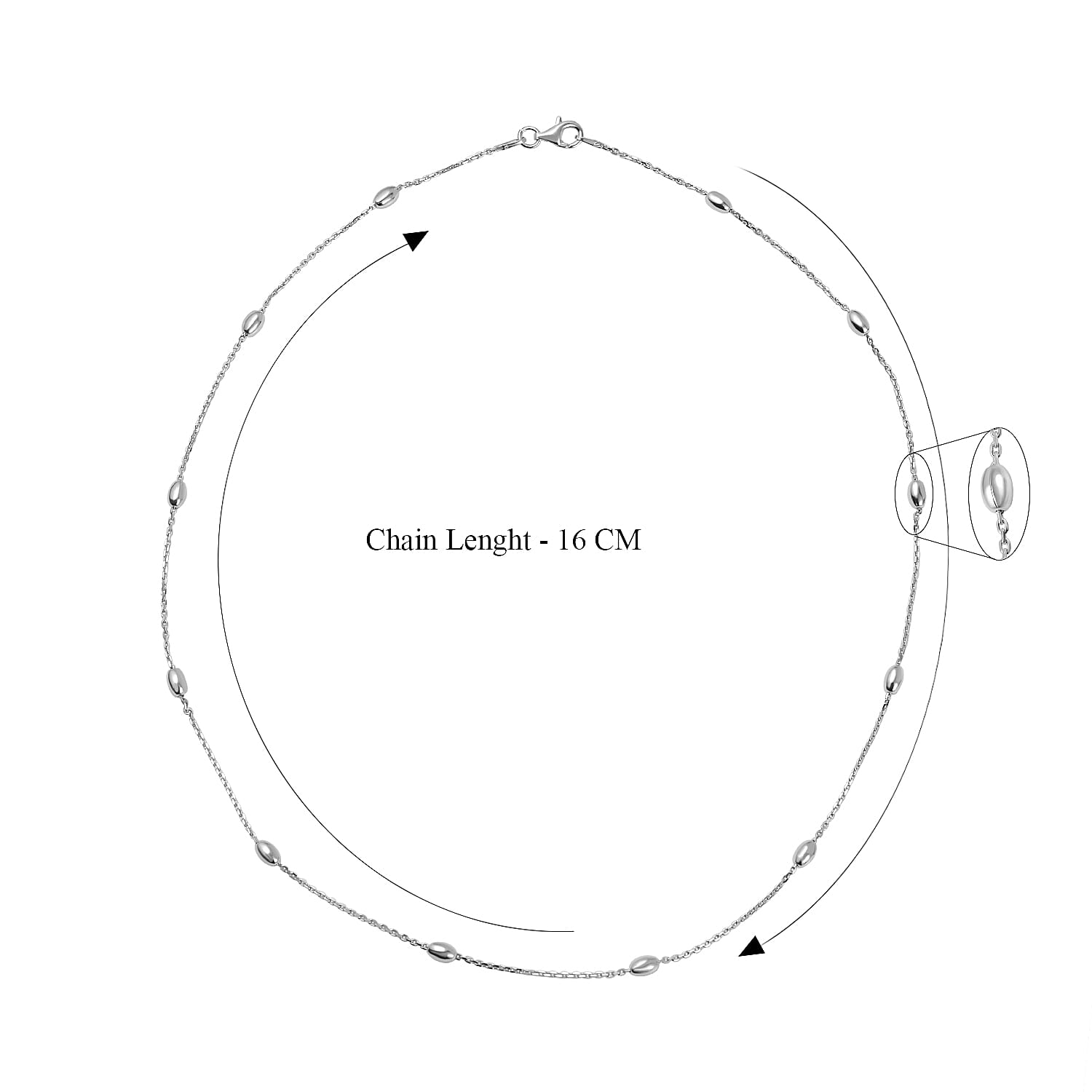 Vicenza Closeout - Sterling Silver Station Oval Necklace (Size - 18)