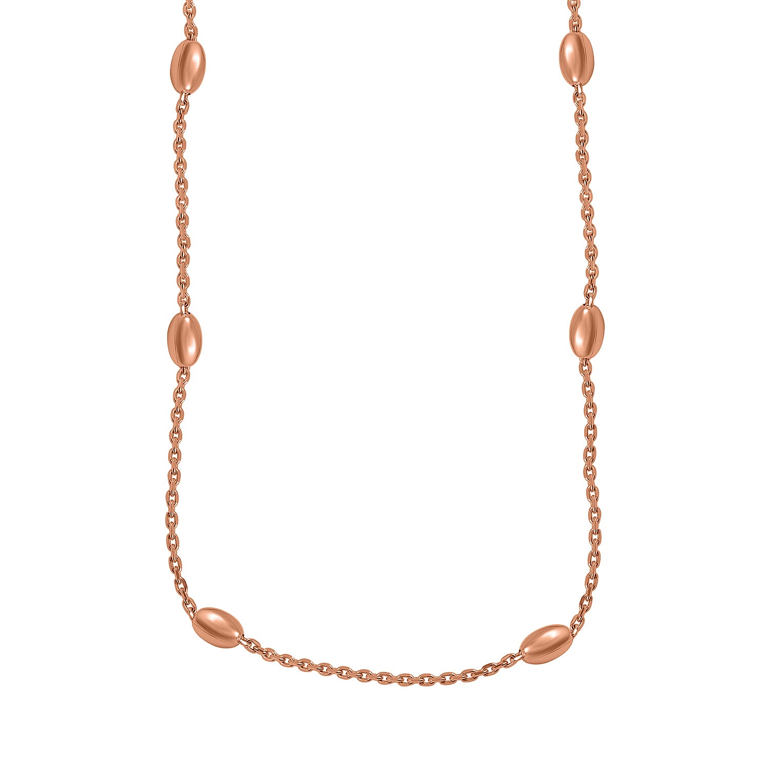 Vicenza Closeout - Rose Gold Overlay Sterling Silver Station Oval Necklace (Size - 18)