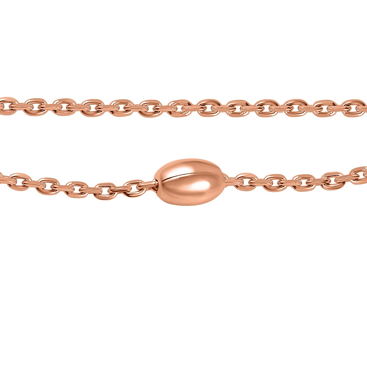 Vicenza Closeout - Rose Gold Overlay Sterling Silver Station Oval Necklace (Size - 18)