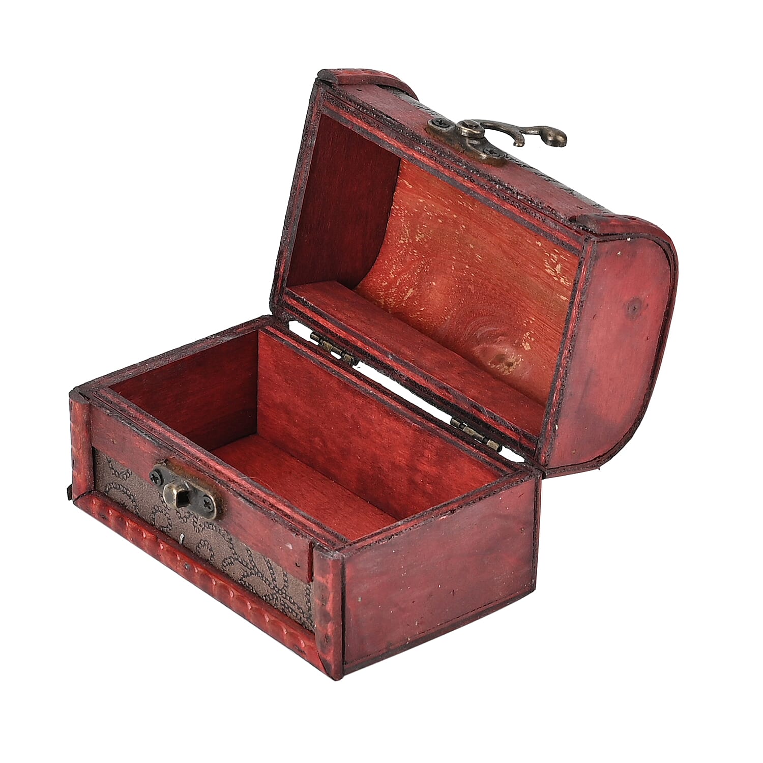 Set of 3 Floral Pattern Wooden Chest Boxes - Brown