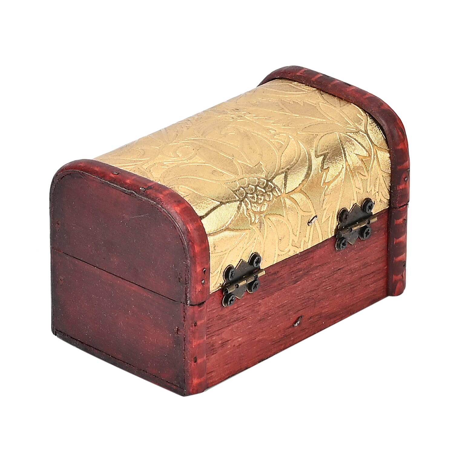 Set of 3 Floral Pattern Wooden Chest Boxes - Golden