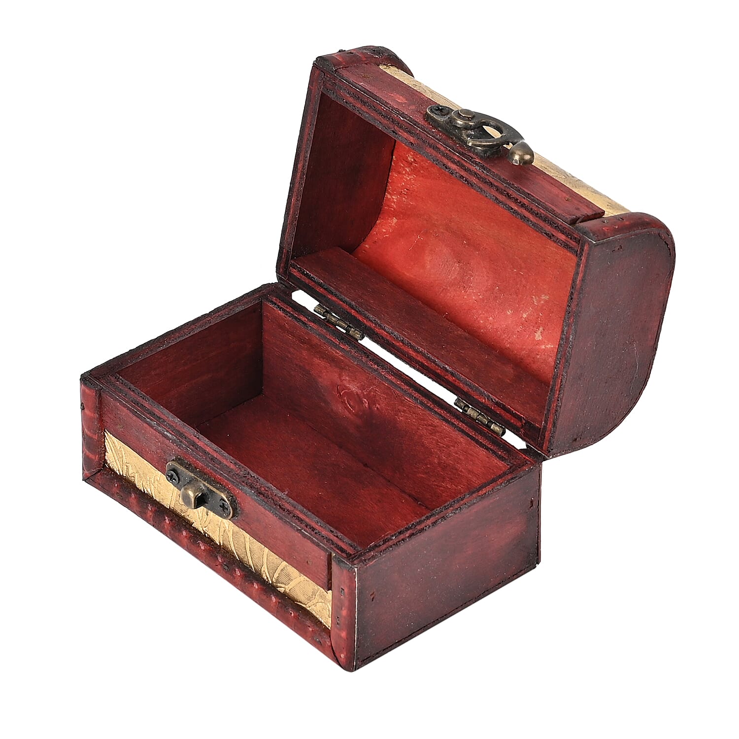 Set of 3 Floral Pattern Wooden Chest Boxes - Golden