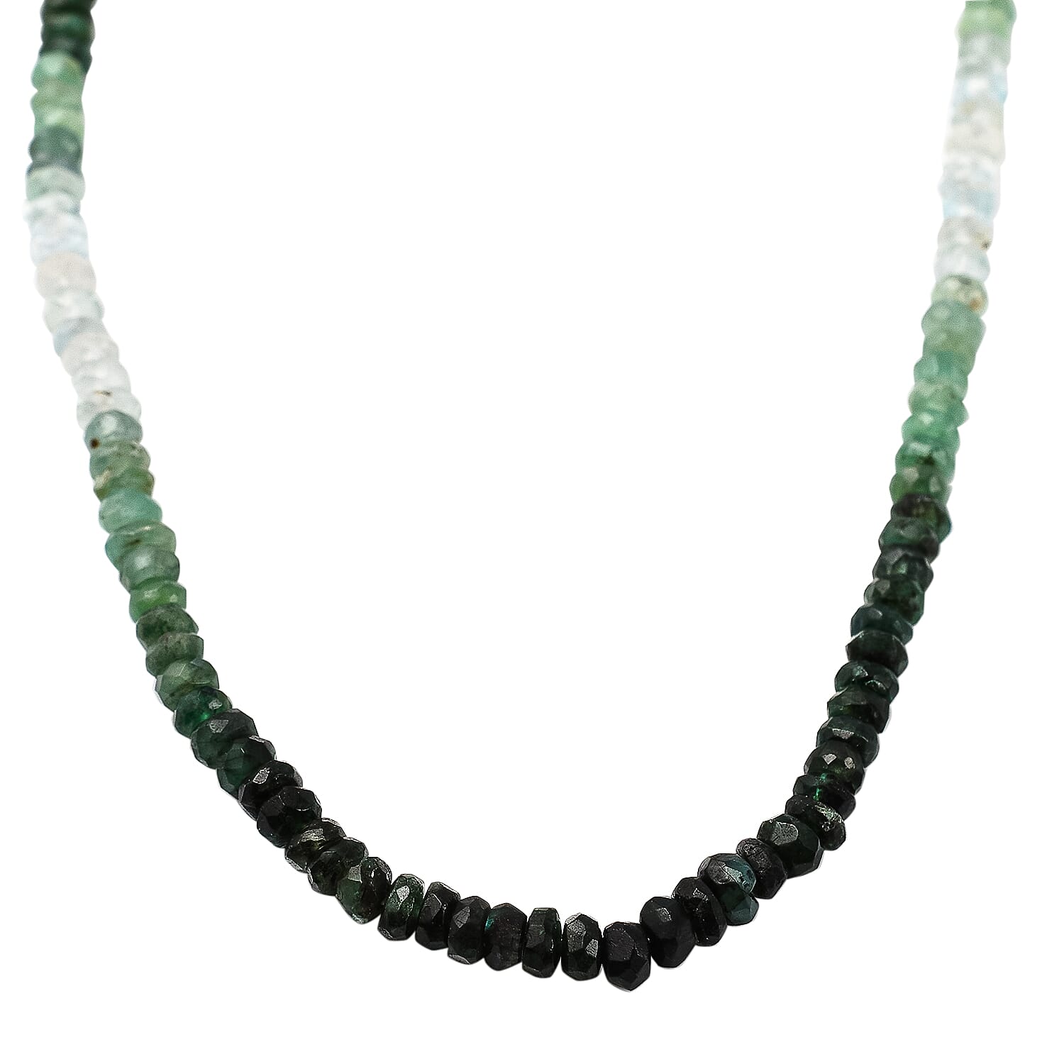 Shades of Emerald Beads Necklace (Size - 20 with Extender) in 18K Vermeil Yellow Gold Plated Sterling Silver 42.21 Ct.