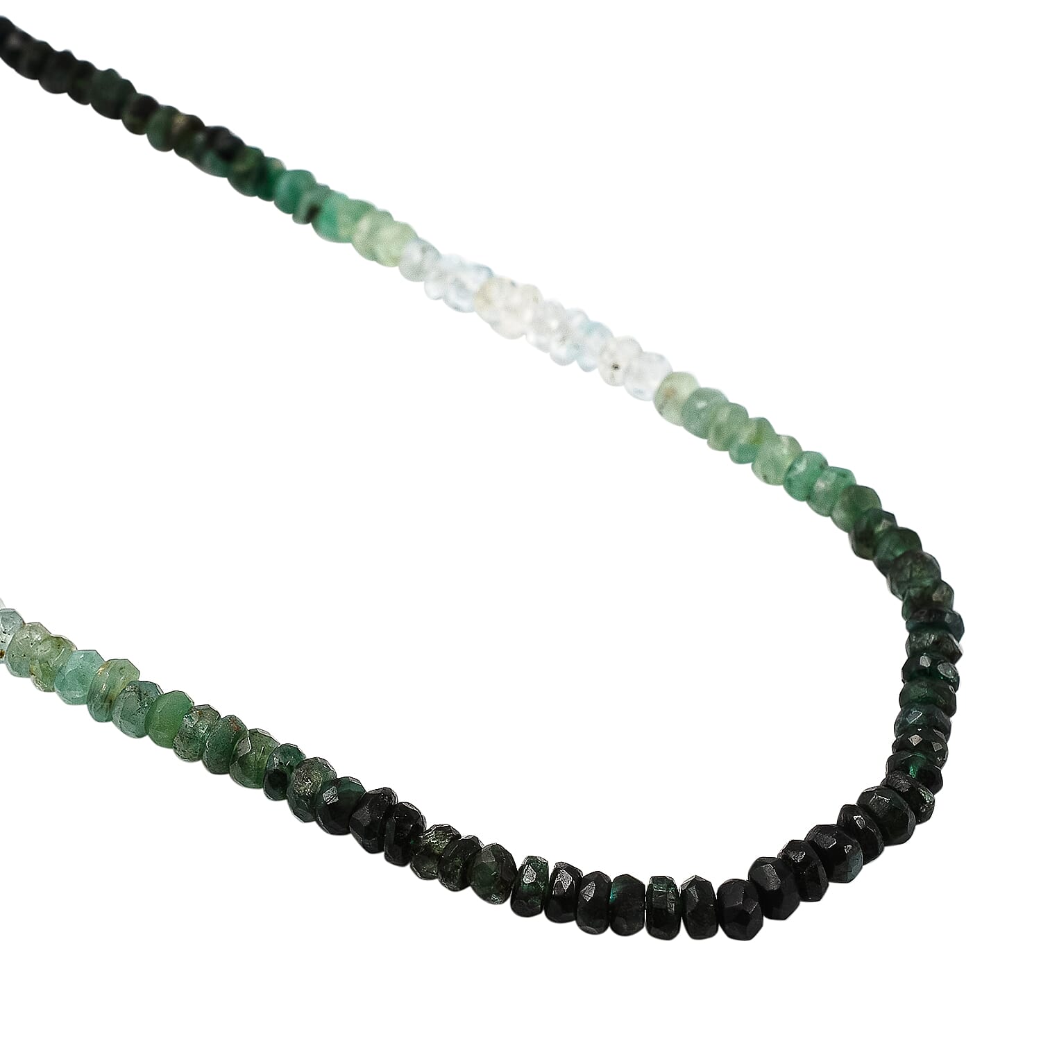 Shades of Emerald Beads Necklace (Size - 20 with Extender) in 18K Vermeil Yellow Gold Plated Sterling Silver 42.21 Ct.