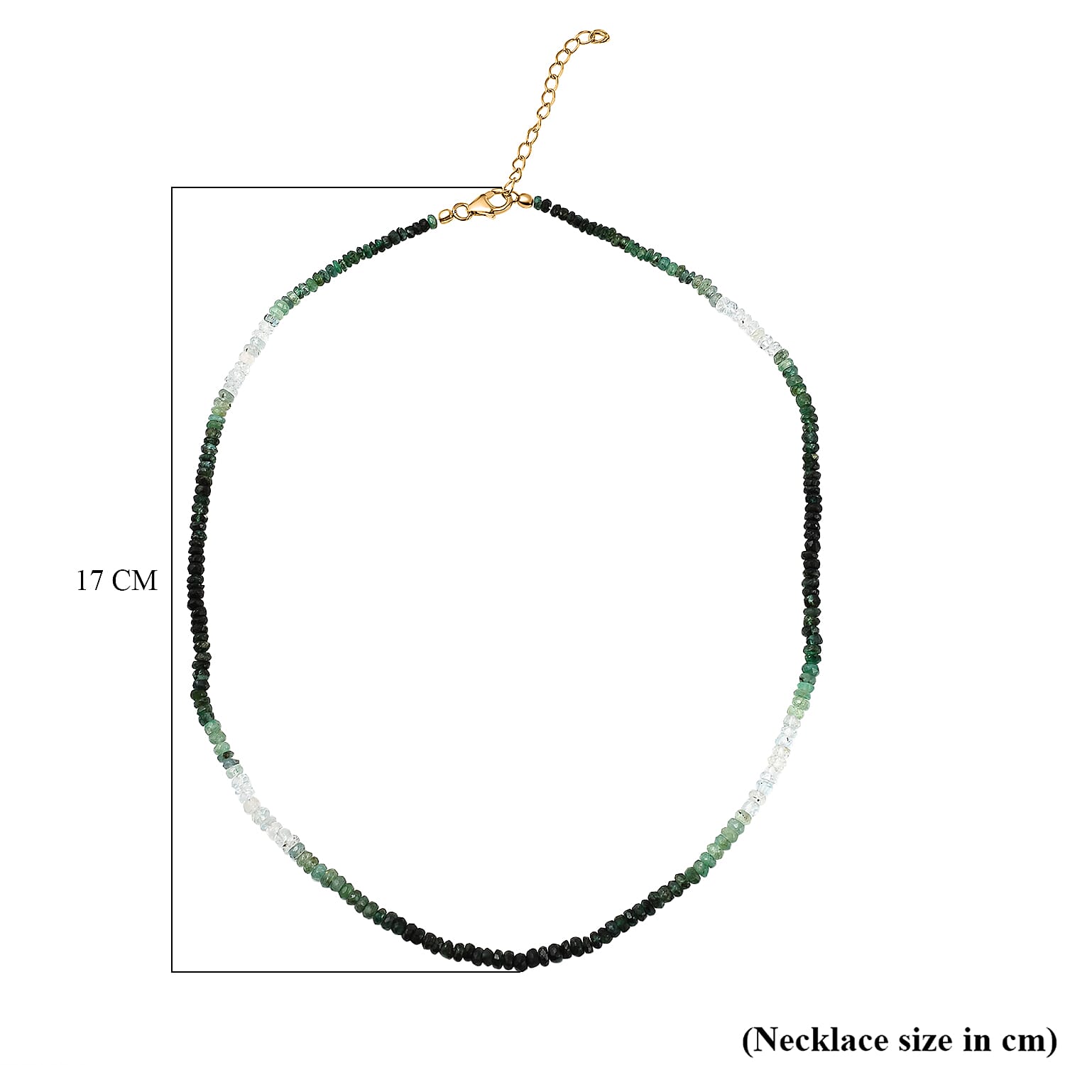 Shades of Emerald Beads Necklace (Size - 20 with Extender) in 18K Vermeil Yellow Gold Plated Sterling Silver 42.21 Ct.
