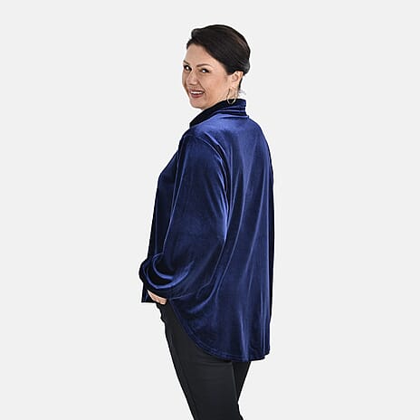 First Time Launch - Classic Blue Velour Shirt (Size L, 16 - 18)