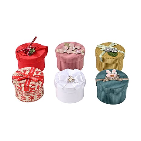 Set of 6 Piece Round Gift Box Multi