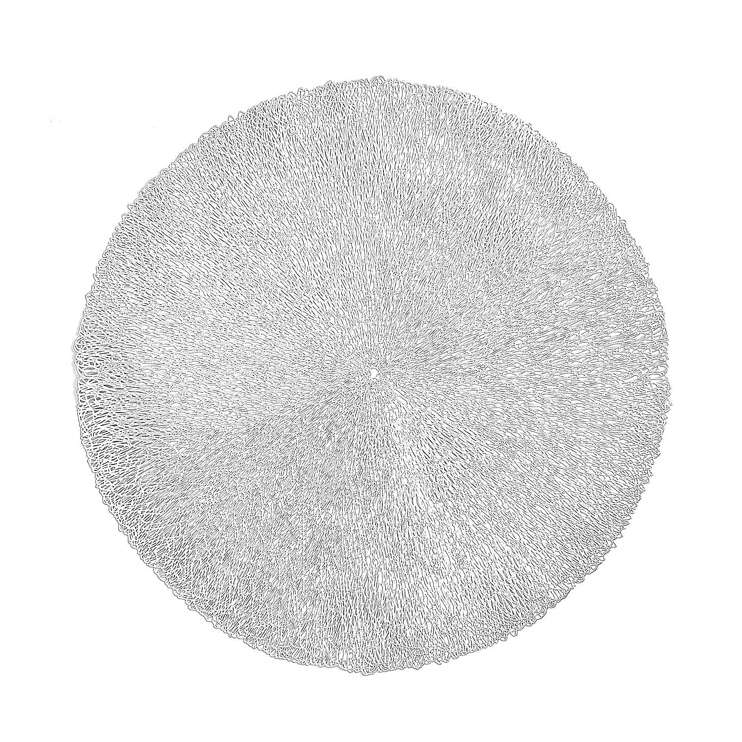 Set of 12 Round Hollow Placemat and Coaster (Incl. 6 Placemats and 6 Coasters) - Silver