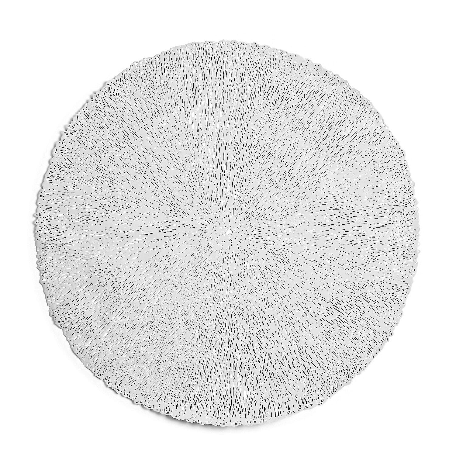 Set of 12 Round Hollow Placemat and Coaster (Incl. 6 Placemats and 6 Coasters) - Silver