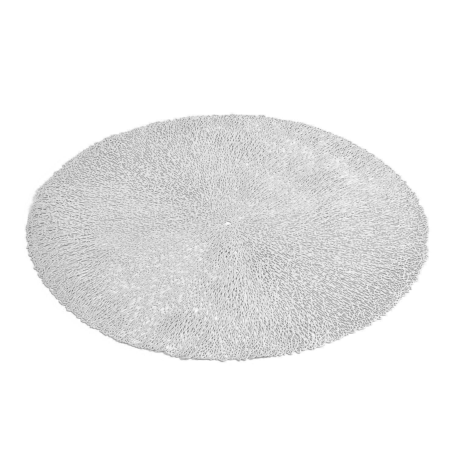 Set of 12 Round Hollow Placemat and Coaster (Incl. 6 Placemats and 6 Coasters) - Silver