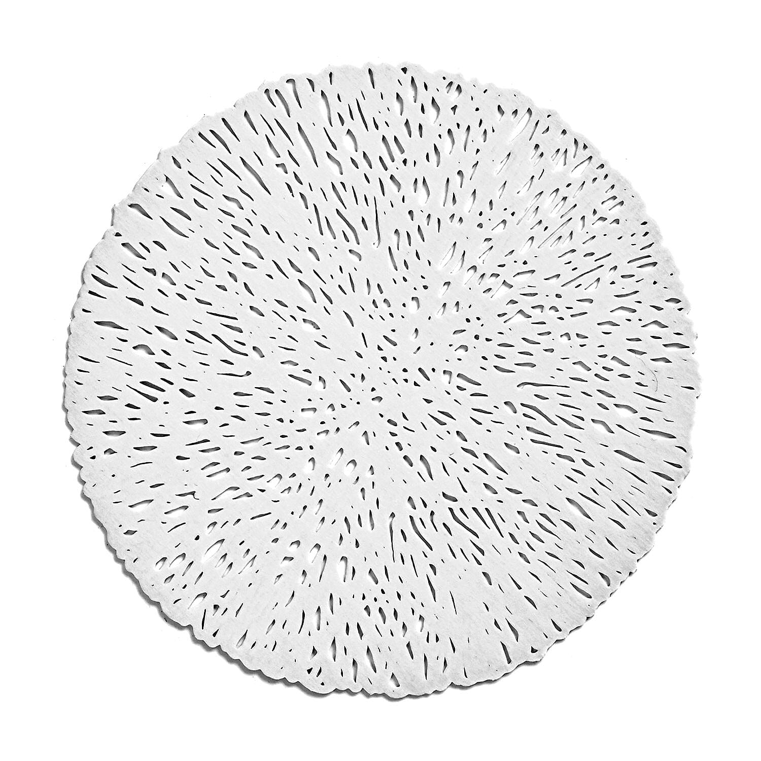 Set of 12 Round Hollow Placemat and Coaster (Incl. 6 Placemats and 6 Coasters) - Silver