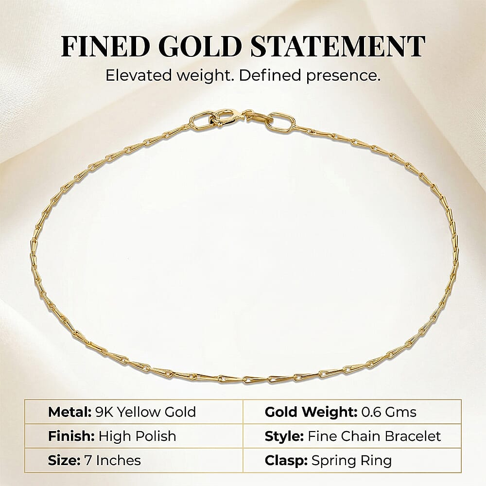 9K Yellow Gold  Bracelet (Size - 7),  Gold Wt. 0.6 Gms