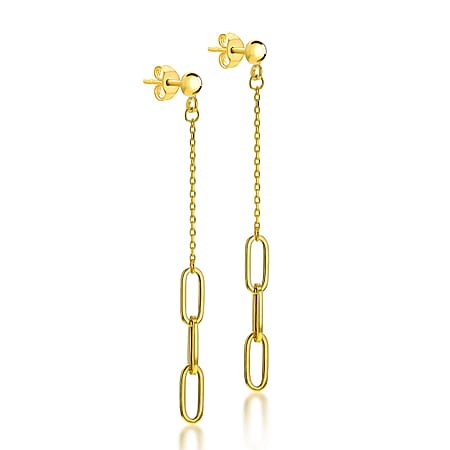 Paper Chain Drop Stud Earrings in 9K Yellow Gold