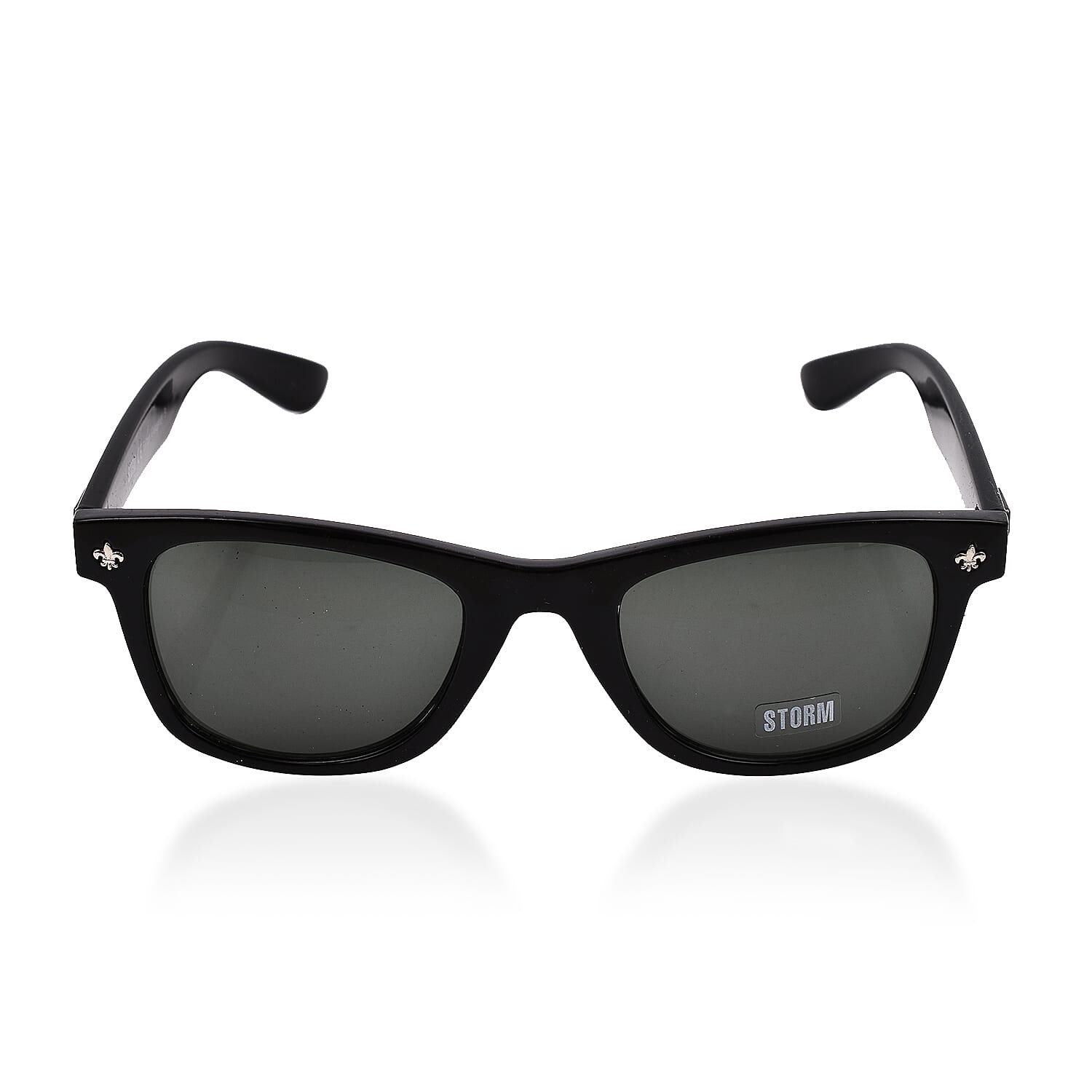 Closeout Deal Storm Wayfarer Sunglasses with Grey Lenses - Black