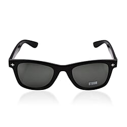 Closeout Deal Storm Wayfarer Sunglasses with Grey Lenses - Black