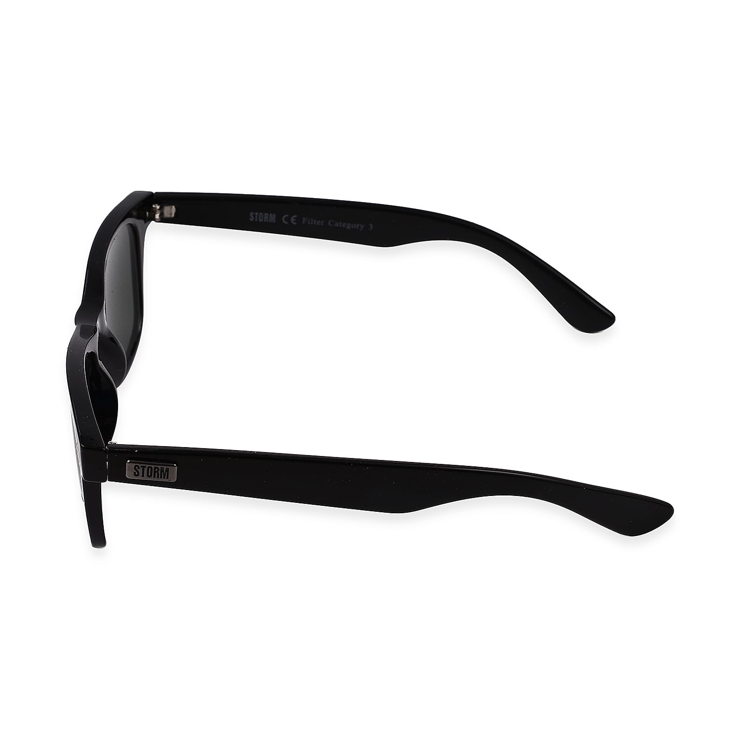 Closeout Deal Storm Wayfarer Sunglasses with Grey Lenses - Black