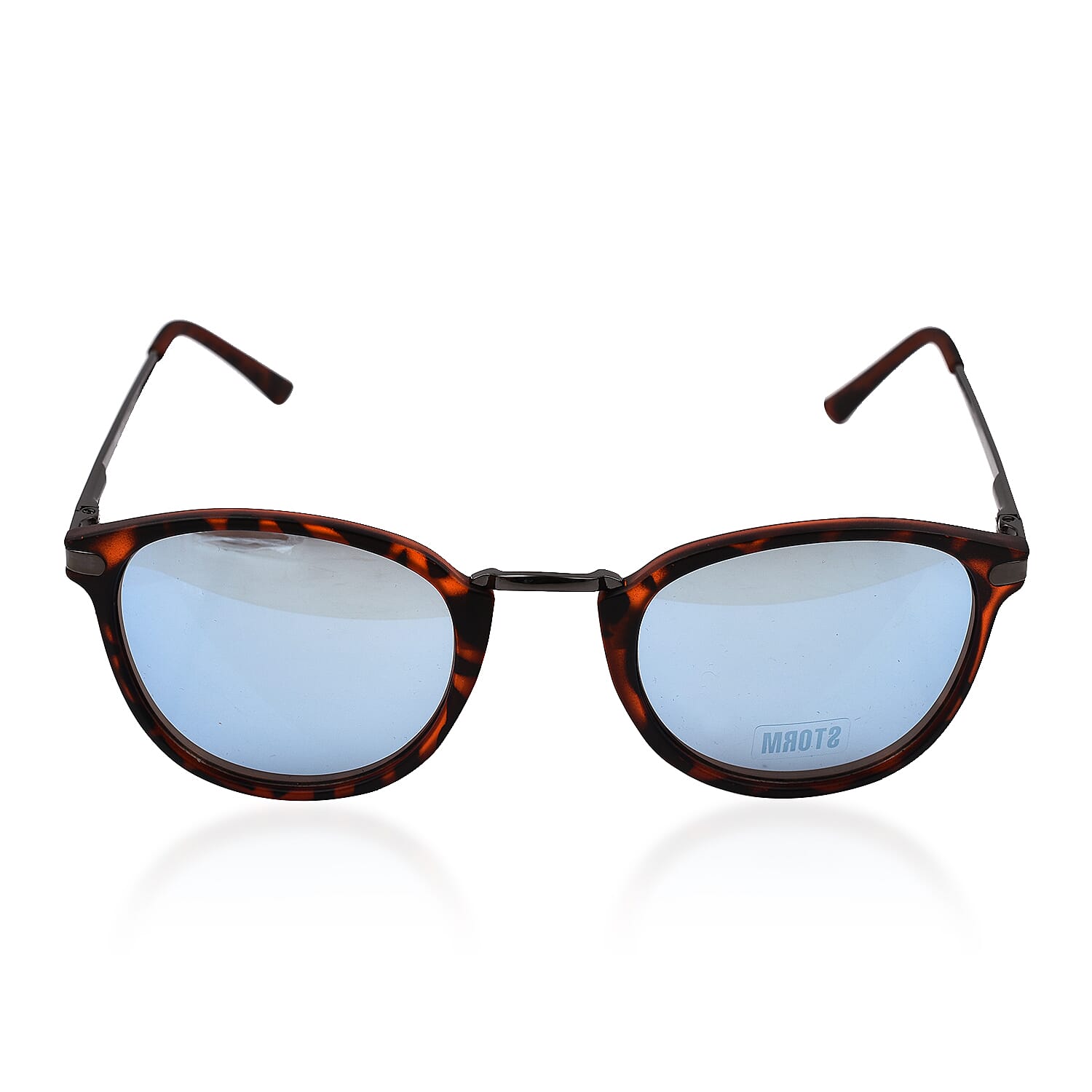 Closeout Deal Storm Retro Panto Sunglasses with Blue Lenses - Tortoise
