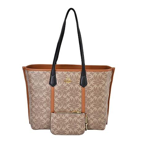 New Designer Launch GUANCHI New York Tote Bag With Wristlet - Tan