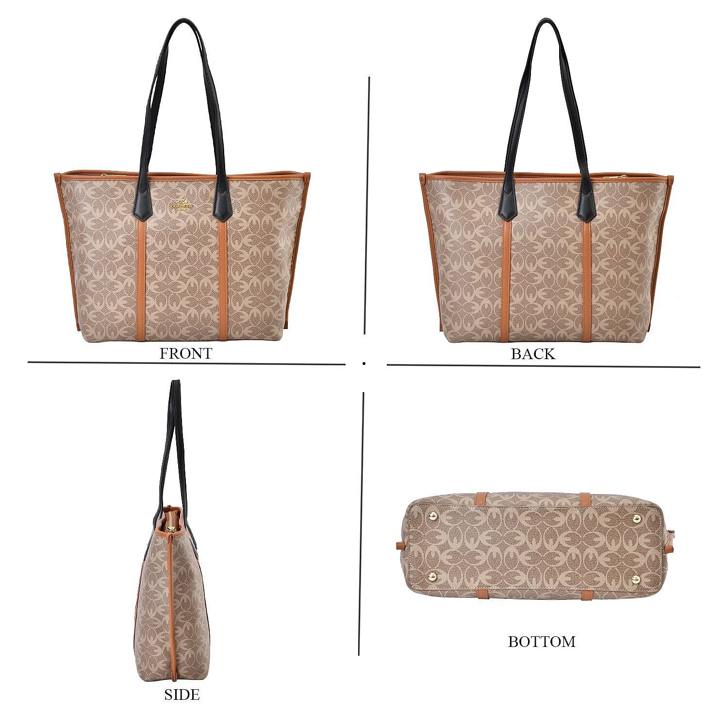 GUANCHI New York Tote Bag With Wristlet - Tan GUANCHI New York Tote Bag With Wristlet - Tan