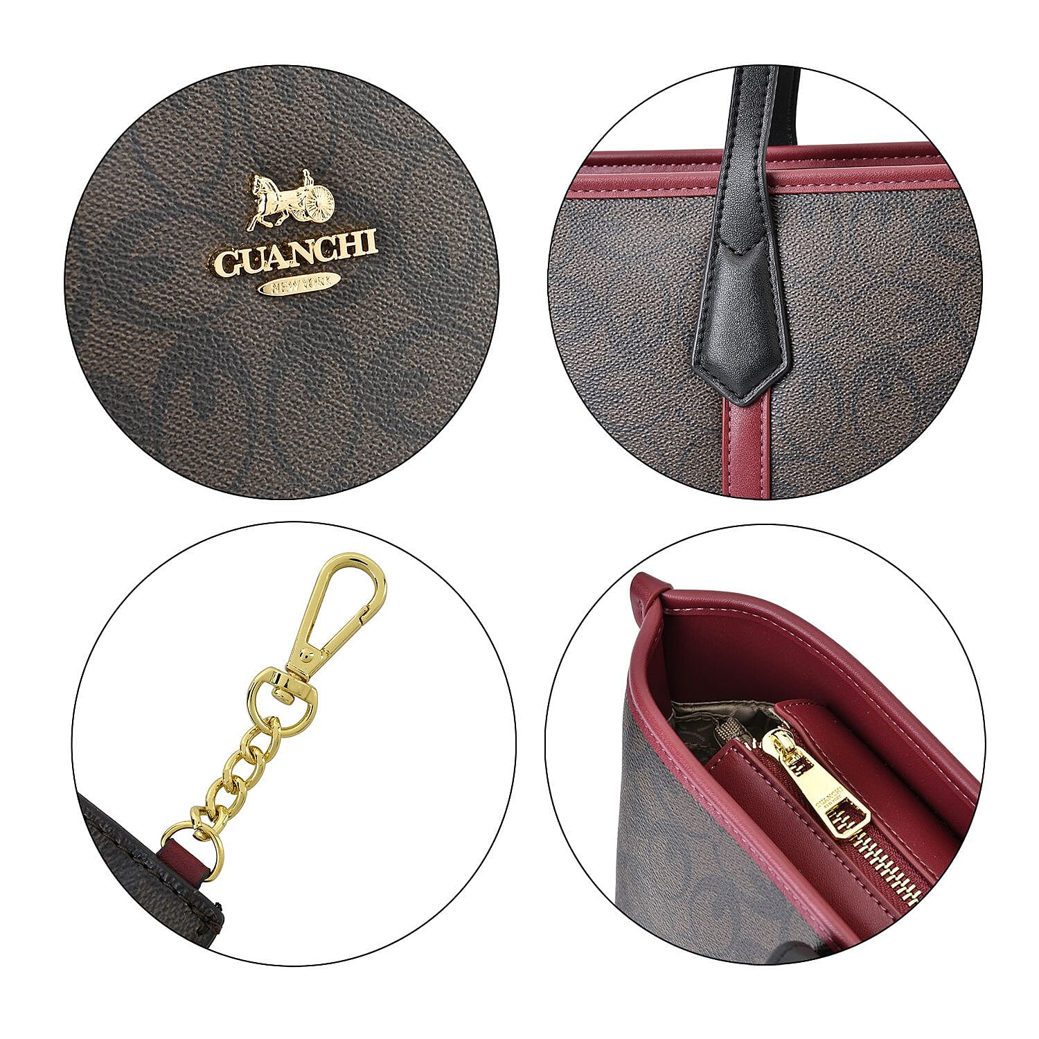 New Designer Launch GUANCHI New York Tote Bag With Wristlet- Black