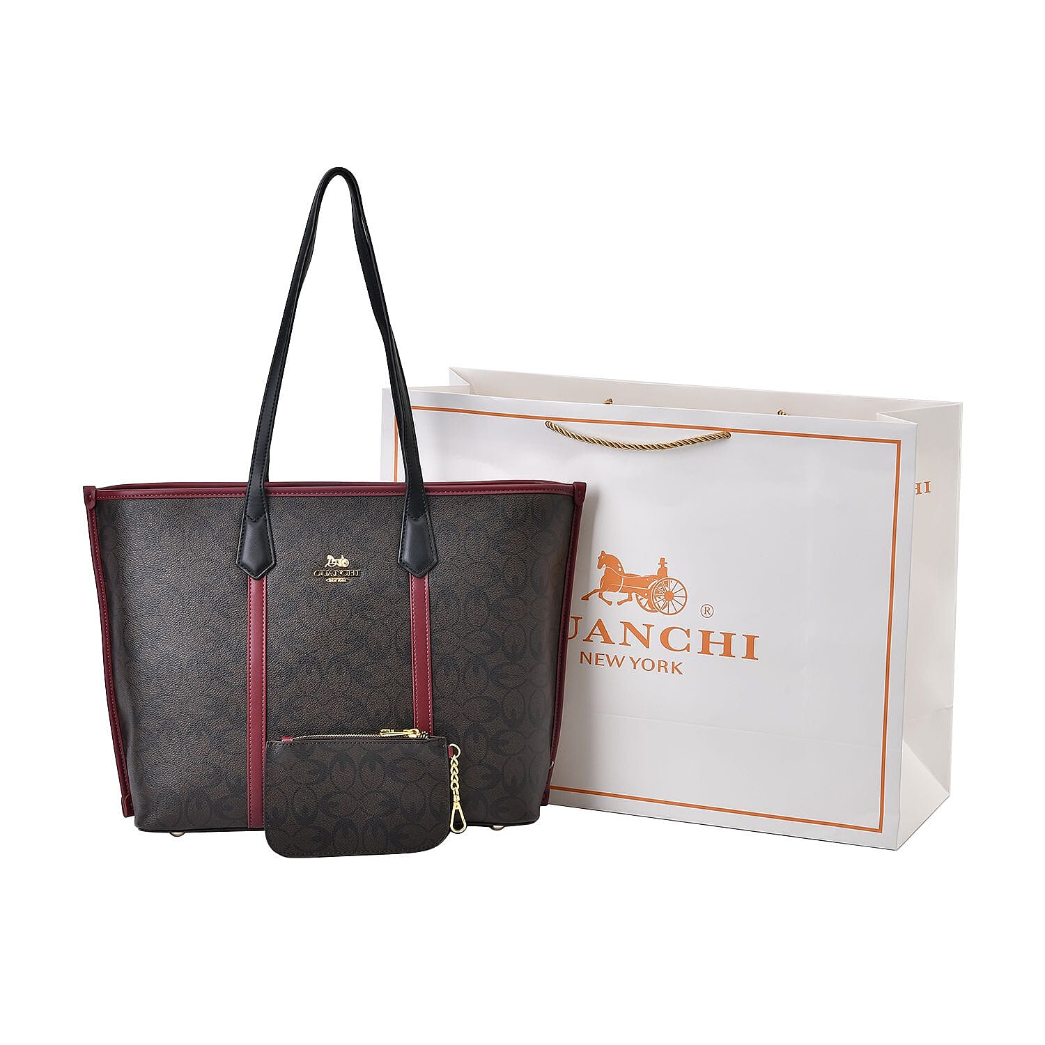 New Designer Launch GUANCHI New York Tote Bag With Wristlet- Black