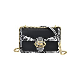 New Designer Launch GUANCHI New York Snakeskin Crossbody Bag - White - Black