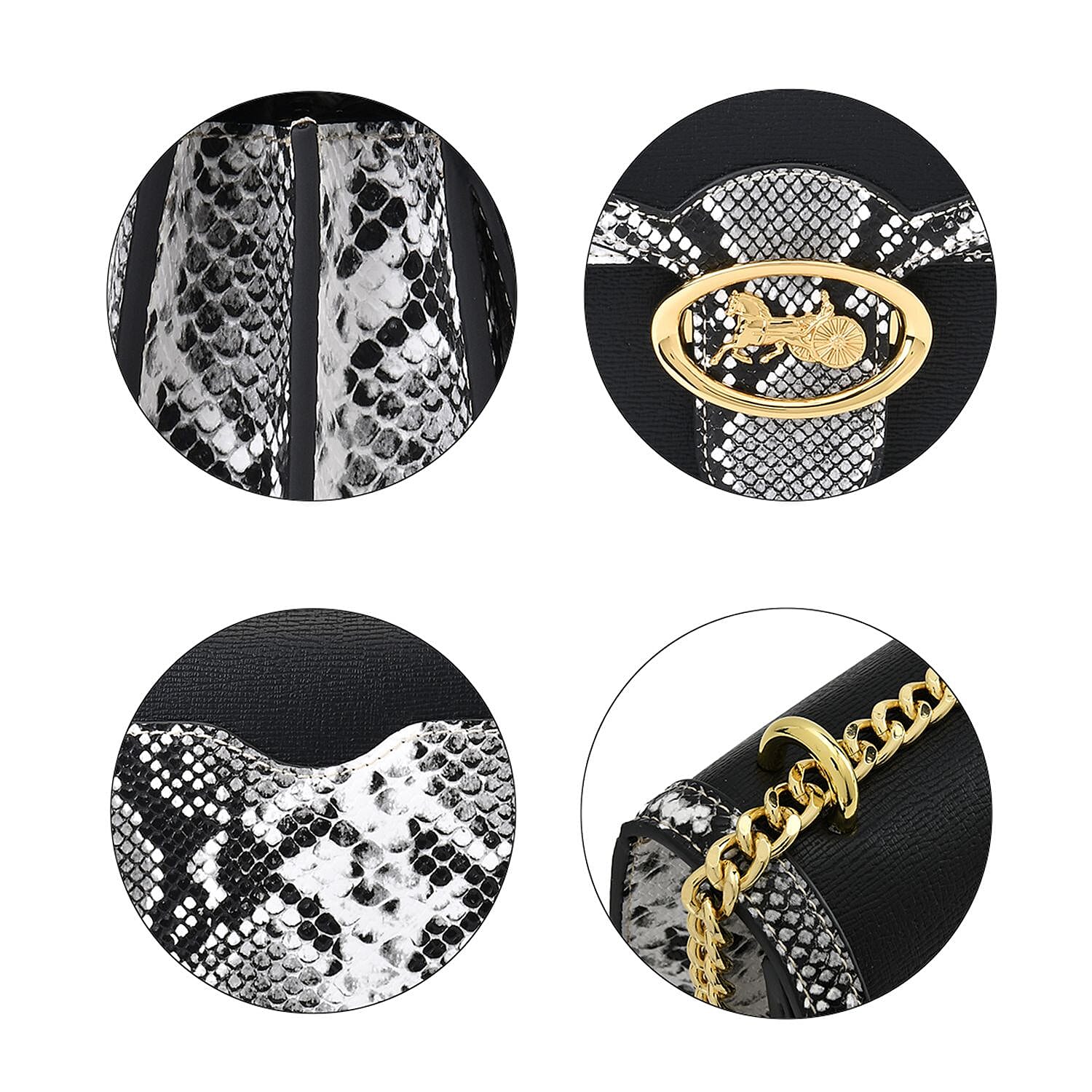 PU Snakeskin Crossbody Bag (Size 24x9x16 cm) - Black 