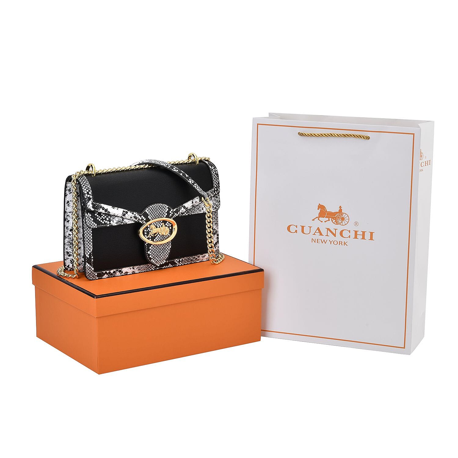 PU Snakeskin Crossbody Bag (Size 24x9x16 cm) - Black 