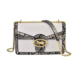 New Designer Launch GUANCHI New York Snakeskin Crossbody Bag - White - Black