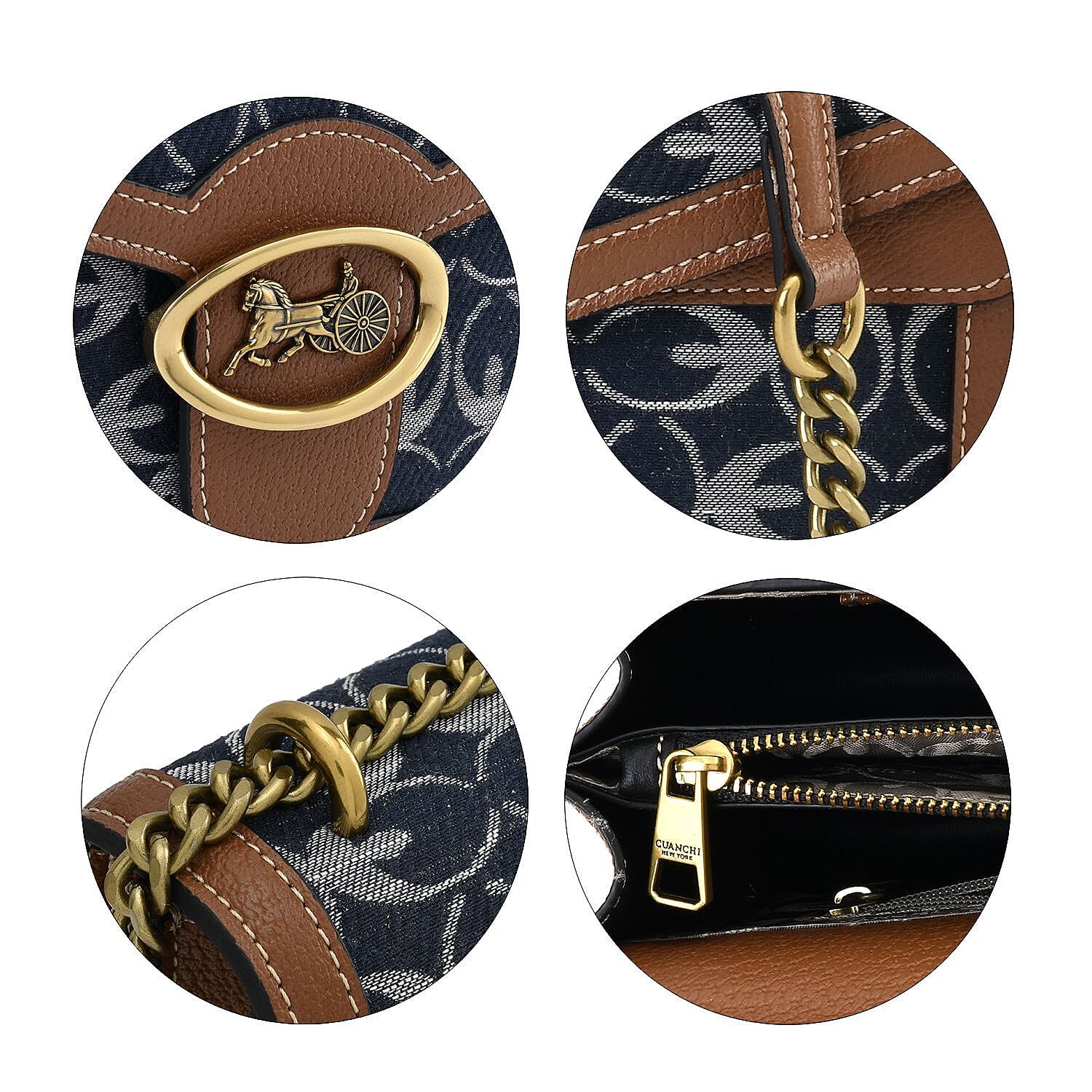 New Designer Launch GUANCHI New York Oval Pattern Crossbody Bag - Blue Oxford