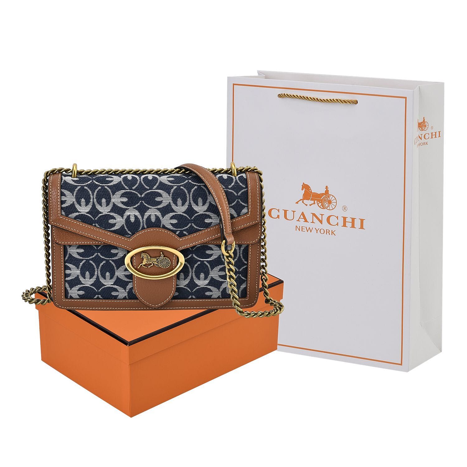 New Designer Launch GUANCHI New York Oval Pattern Crossbody Bag - Blue Oxford