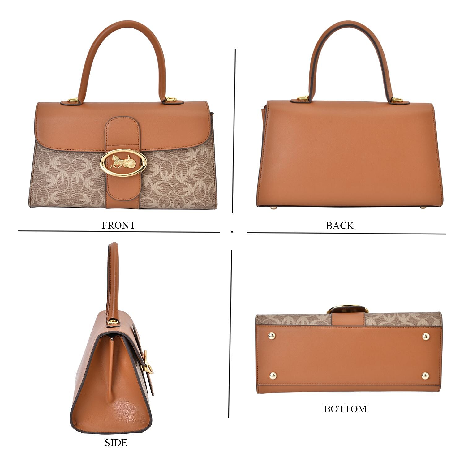 New Designer Launch GUANCHI New York Oval Pattern Top Handle Crossbody Bag - Tan