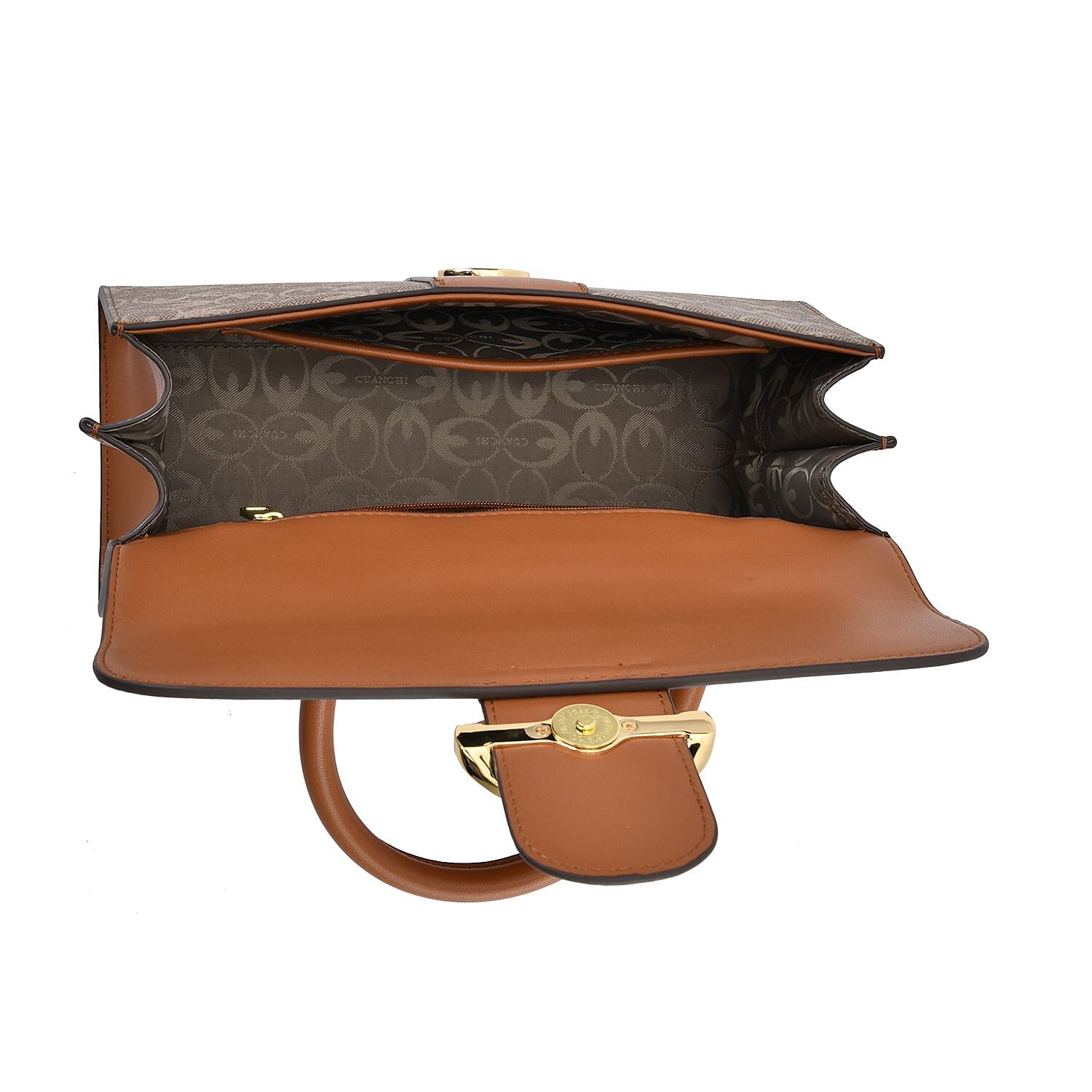 New Designer Launch GUANCHI New York Oval Pattern Top Handle Crossbody Bag - Tan