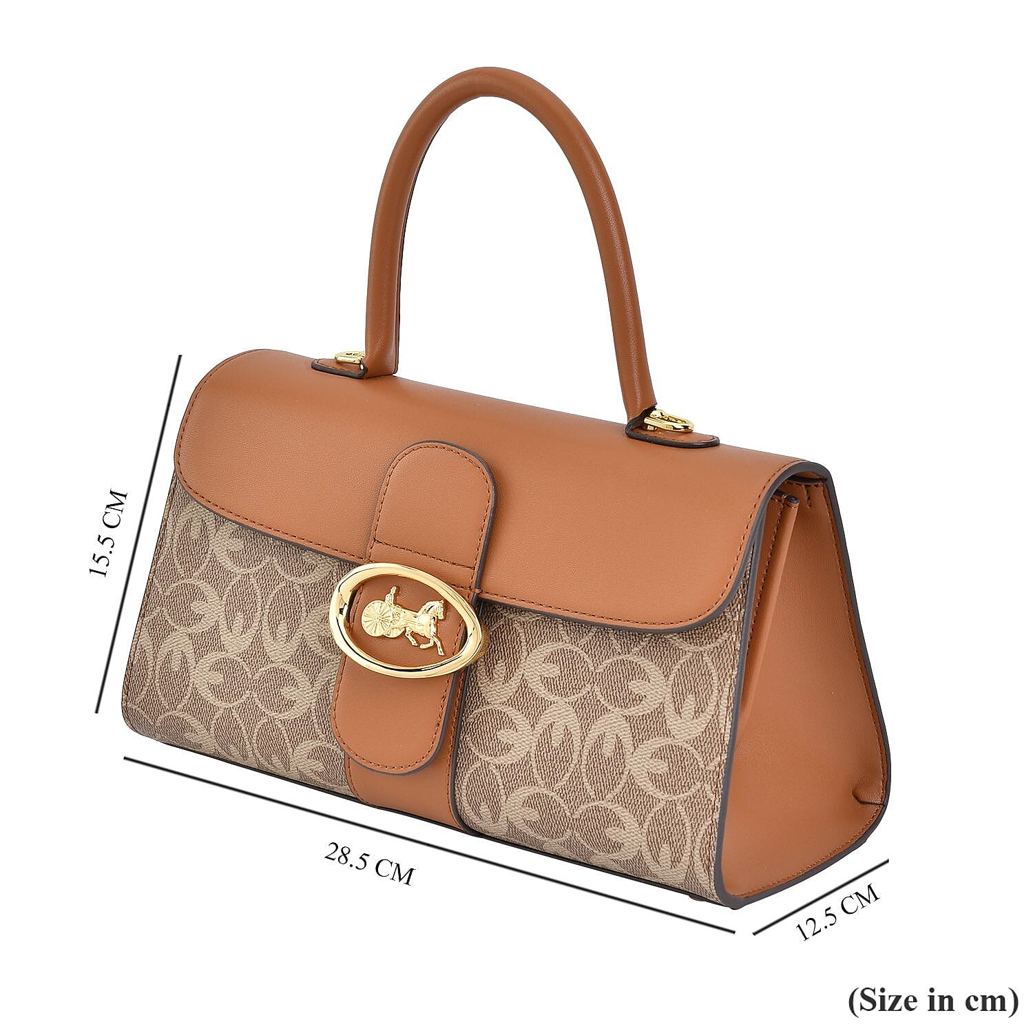 New Designer Launch GUANCHI New York Oval Pattern Top Handle Crossbody Bag - Tan