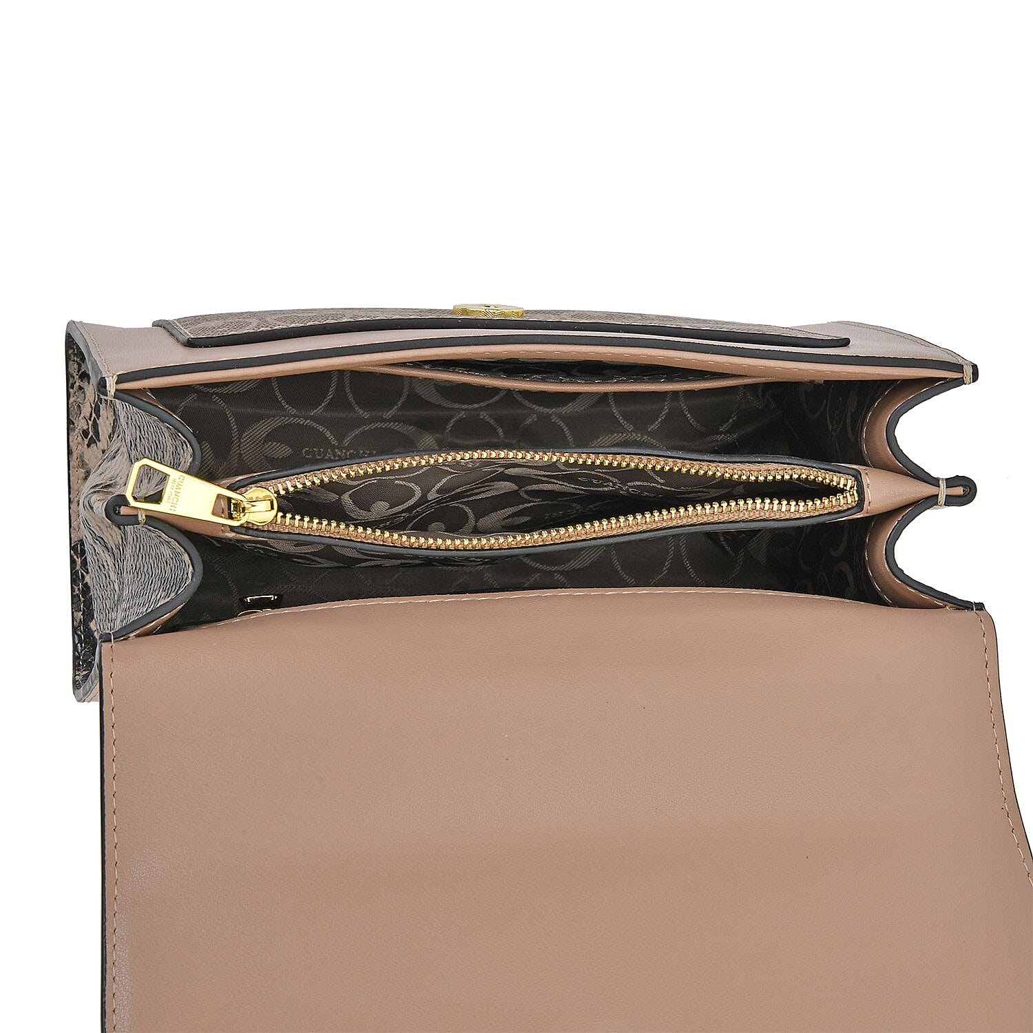 New Designer Launch GUANCHI New York Oval Pattern Cossbody Bag With Handle Drop - Shoulder Strap - Apricot