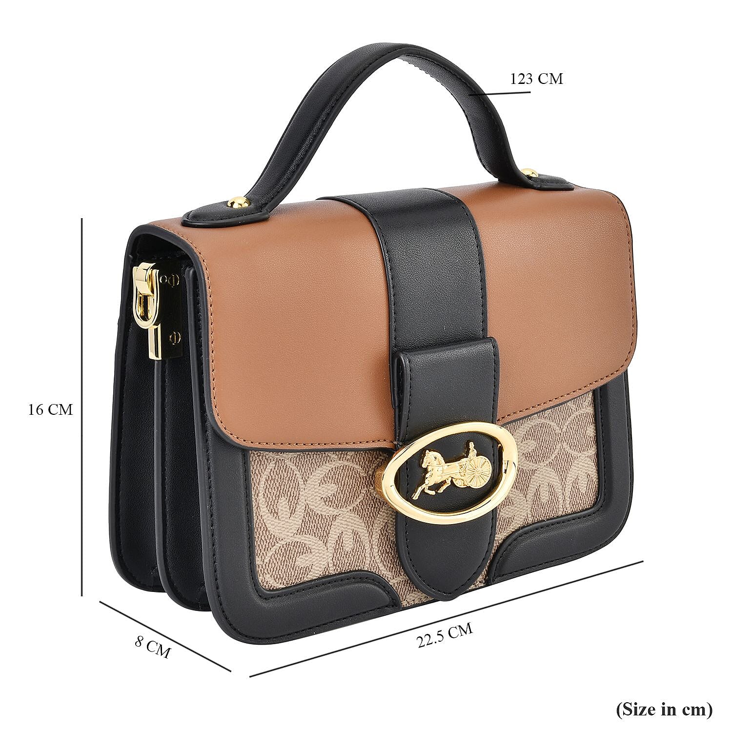 New Designer Launch GUANCHI New York Oval Pattern Cossbody Bag With Handle Drop - Shoulder Strap - Brown - Black